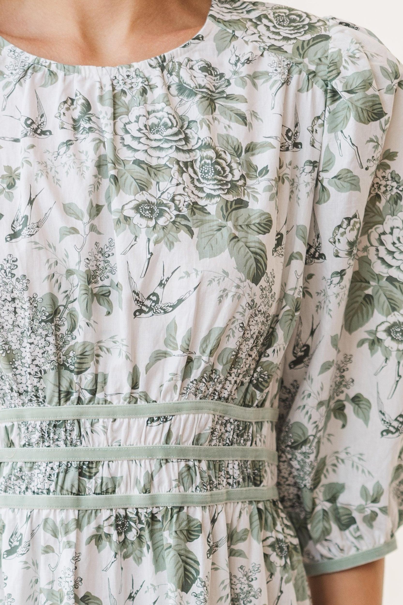 On The Trails Sage Green Floral Midi Dress Female Product Image