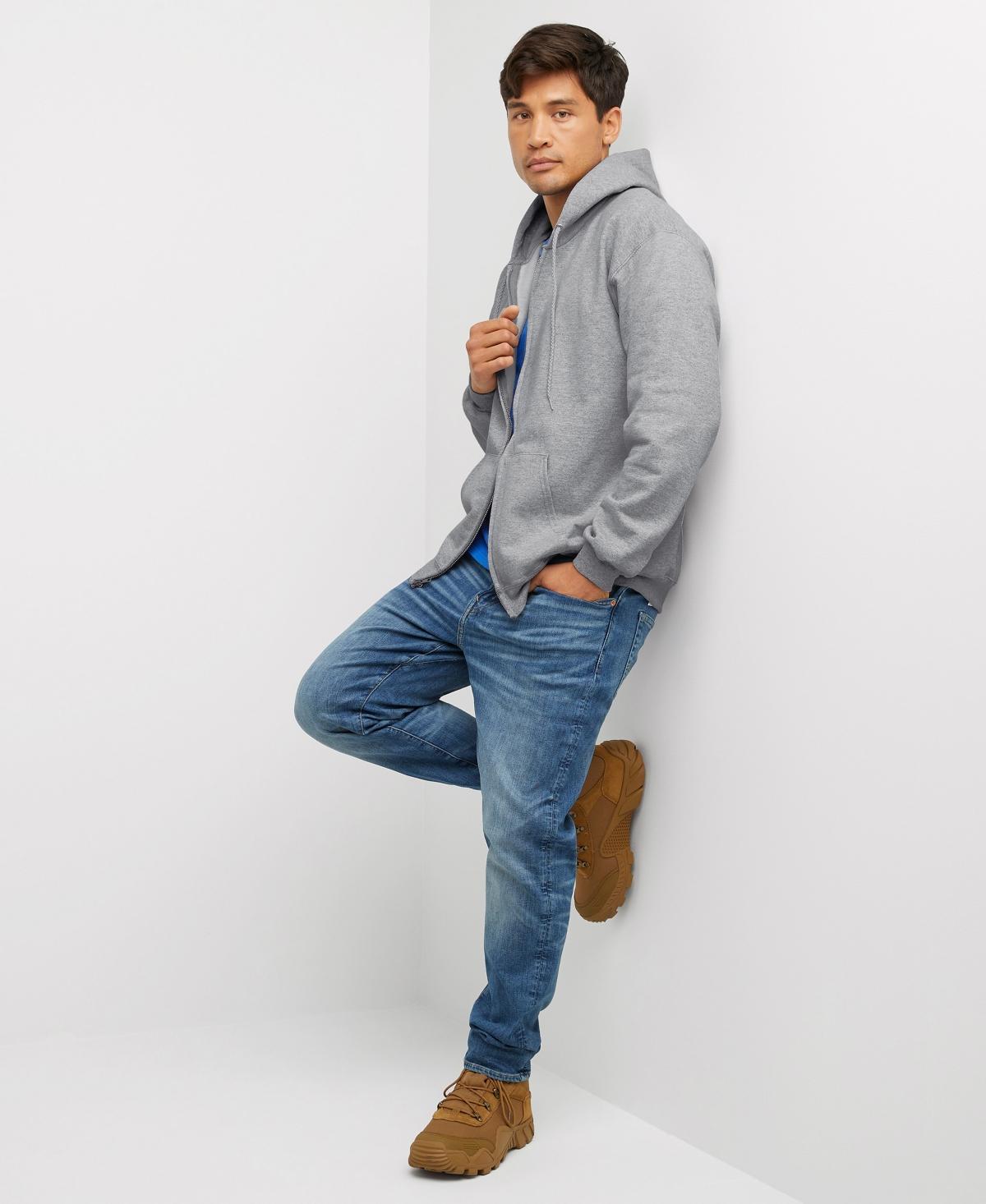 Men's Hanes Ultimate® Fleece Full-Zip Hoodie, Size: Large, Light Silver Product Image