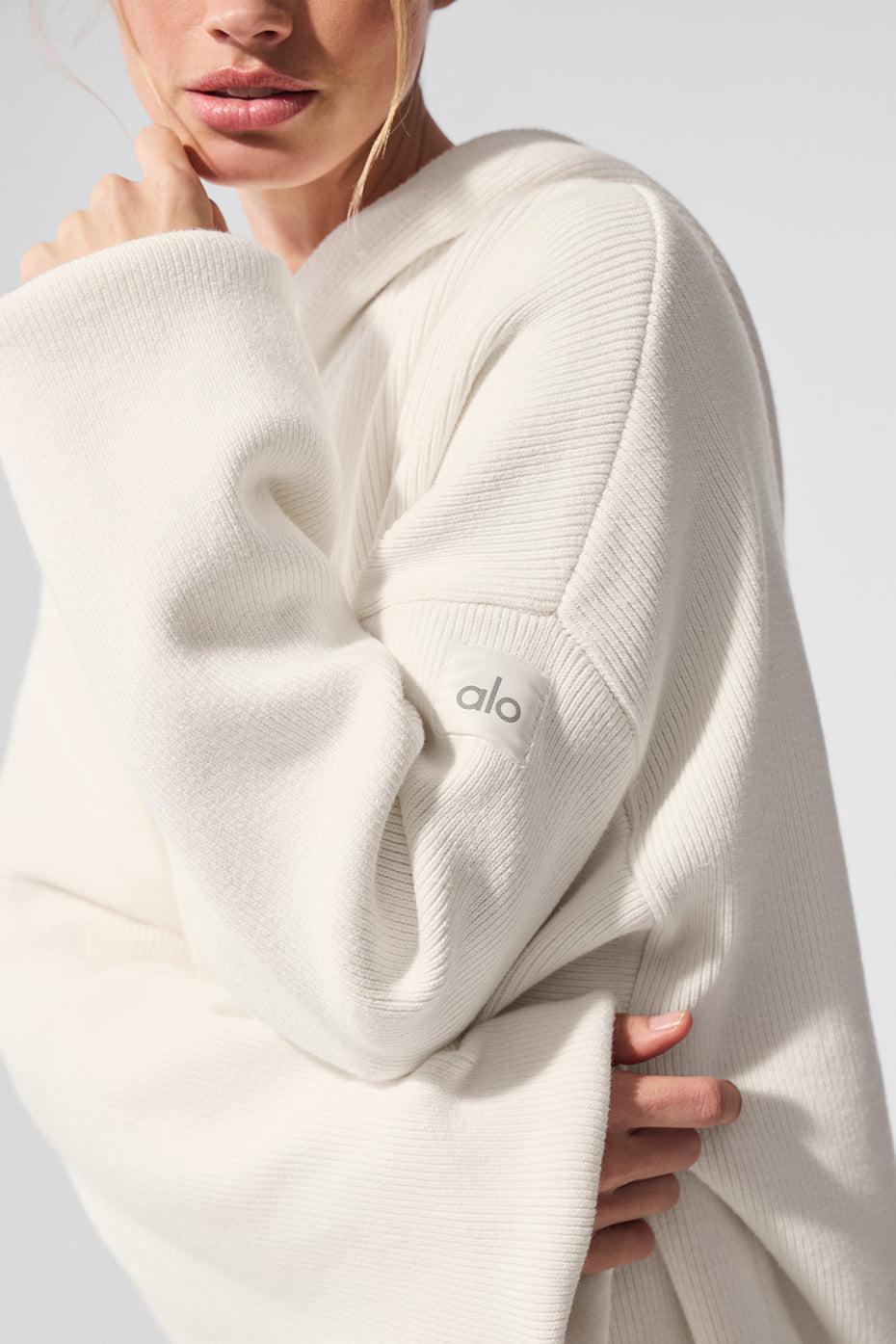 Alo Yoga | Scholar Hooded Sweater Top White Product Image