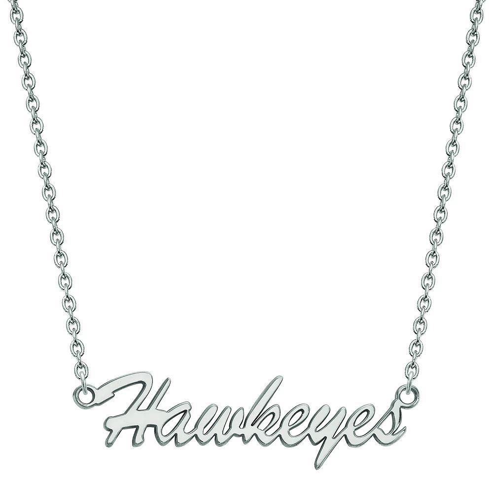 LogoArt Sterling Silver University of Iowa "Hawkeyes" Pendant Necklace, Women's, Size: 18 mm Product Image