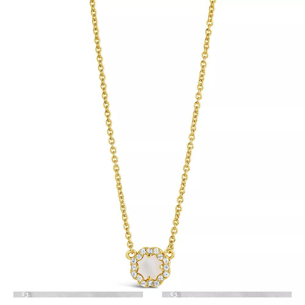MC Collective Cubic Zirconia Bezel Rose Petal Pendant Necklace, Women's, Size: 16-18" ADJ, Gold Tone White Product Image