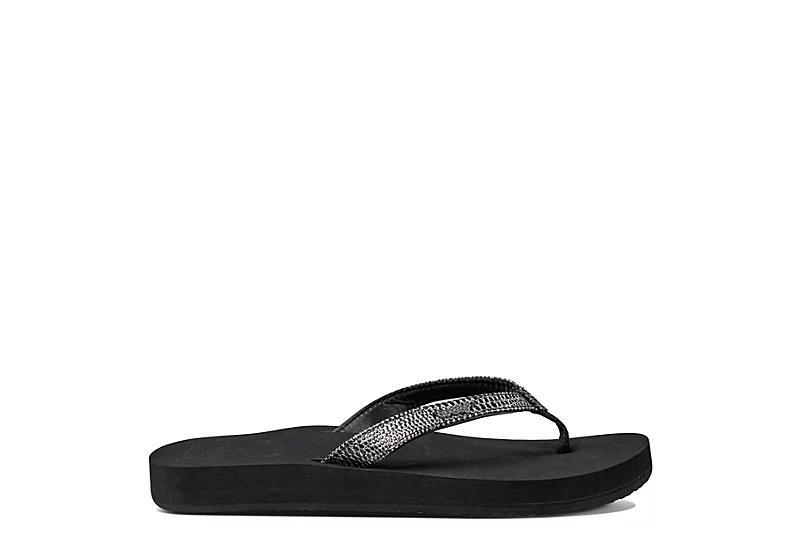REEF Star Cushion Sassy Women's Flip Flop Sandals, Size: 11, Black Silver Product Image