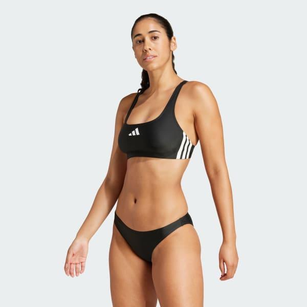 adidas 3-Stripes V-Back Bikini Black 10 Womens Product Image