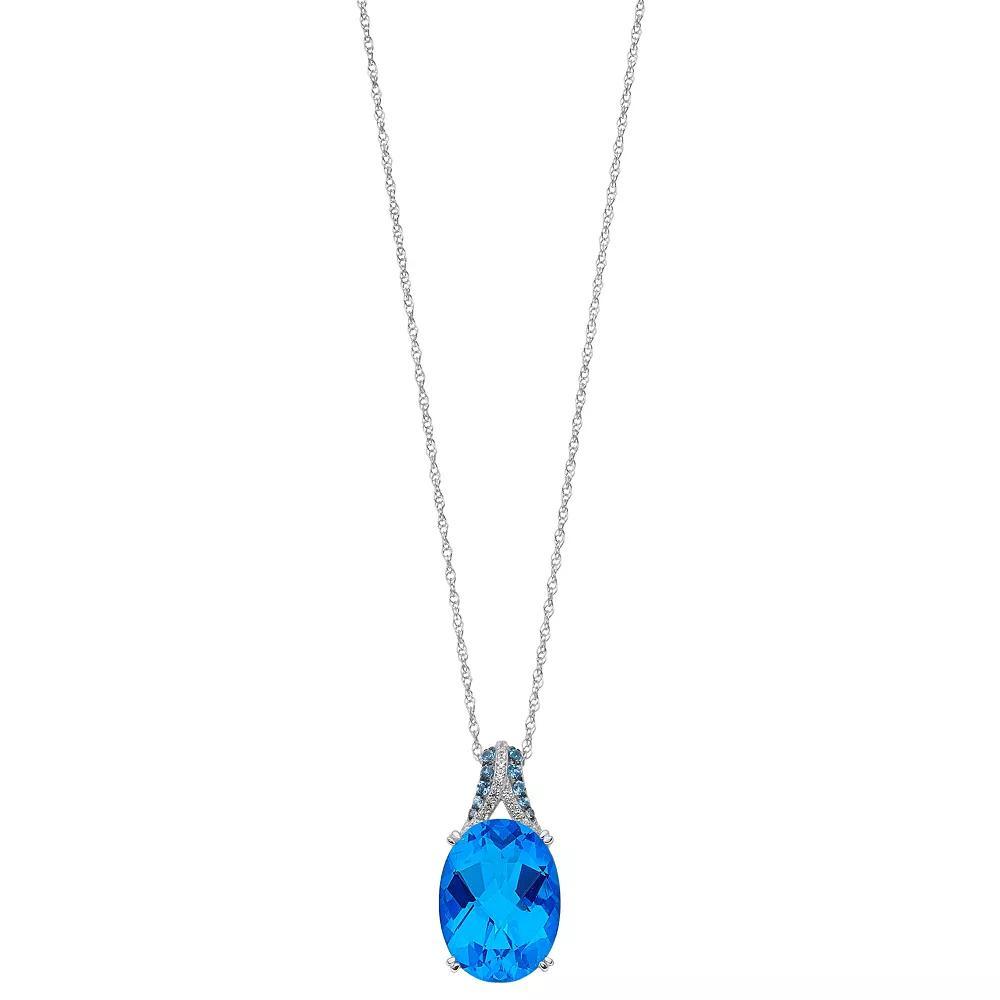 Sterling Silver Blue Topaz & Lab-Created White Sapphire Pendant Necklace, Women's, Size: 18", Silvertone Product Image