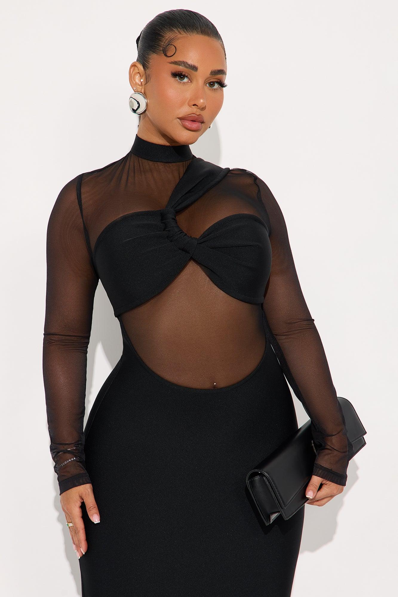 Kiro Mesh Bandage Midi Dress - Black Female Product Image