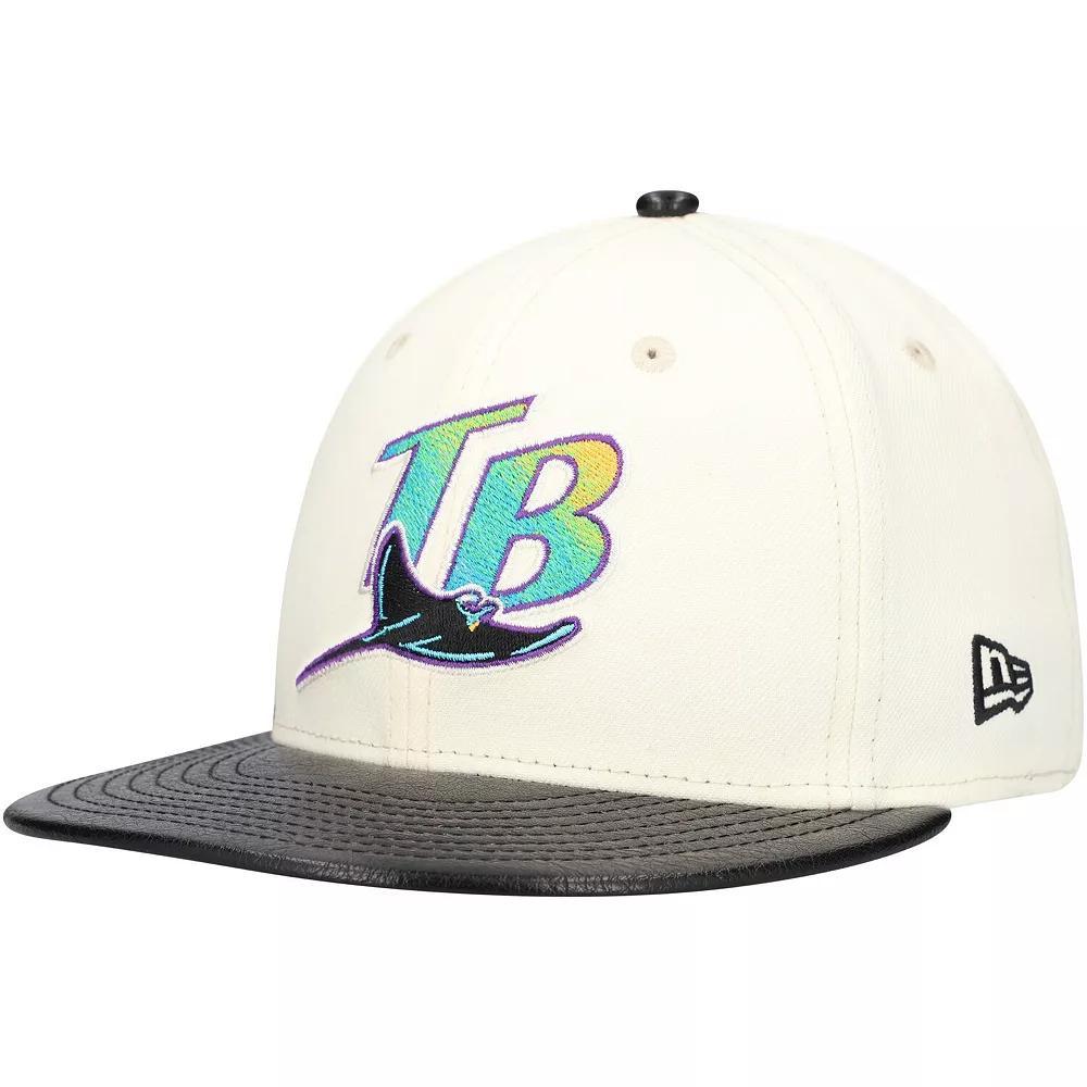 Men's New Era Cream Tampa Bay Rays Game Night Leather Visor 59FIFTY Fitted Hat, Size: 7, Beige Product Image
