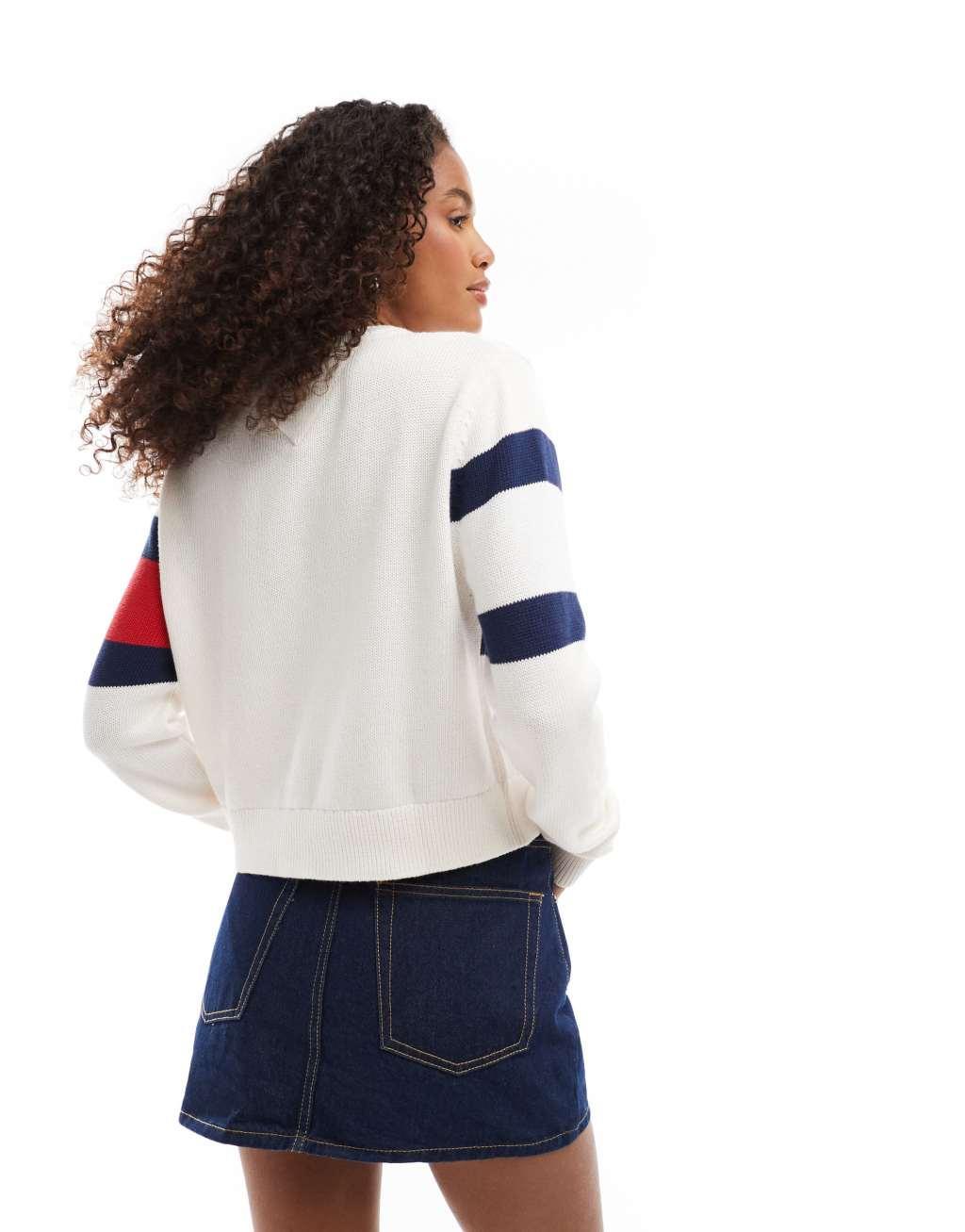 Tommy Jeans center flag sweater in white Product Image