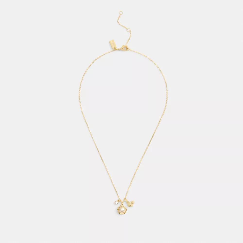 Tea Rose Pearl Necklace And Earrings Set Product Image
