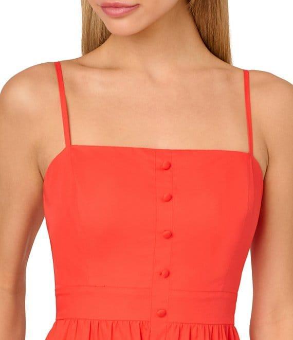 Adrianna by Adrianna Papell Square Neck Sleeveless Tiered A-Line Midi Dress Product Image