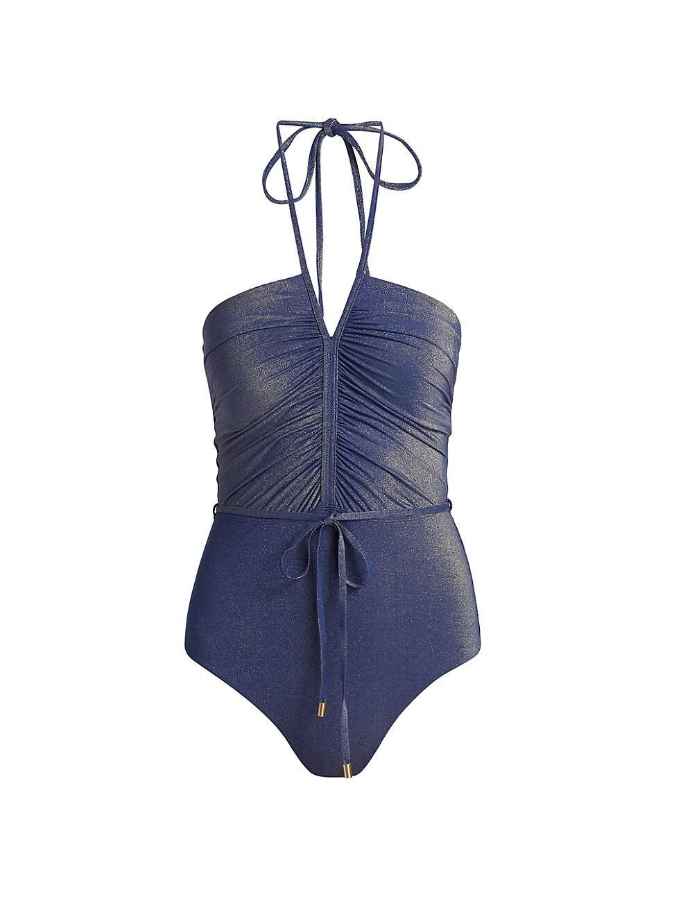 Womens Wylie Metallic Halter One-Piece Swimsuit Product Image