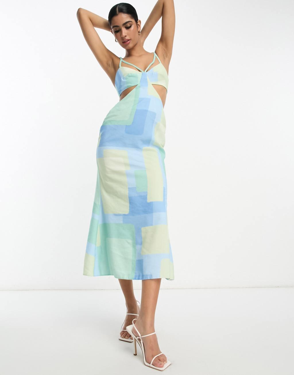 ASOS DESIGN washed multi strap cut out midi dress Product Image