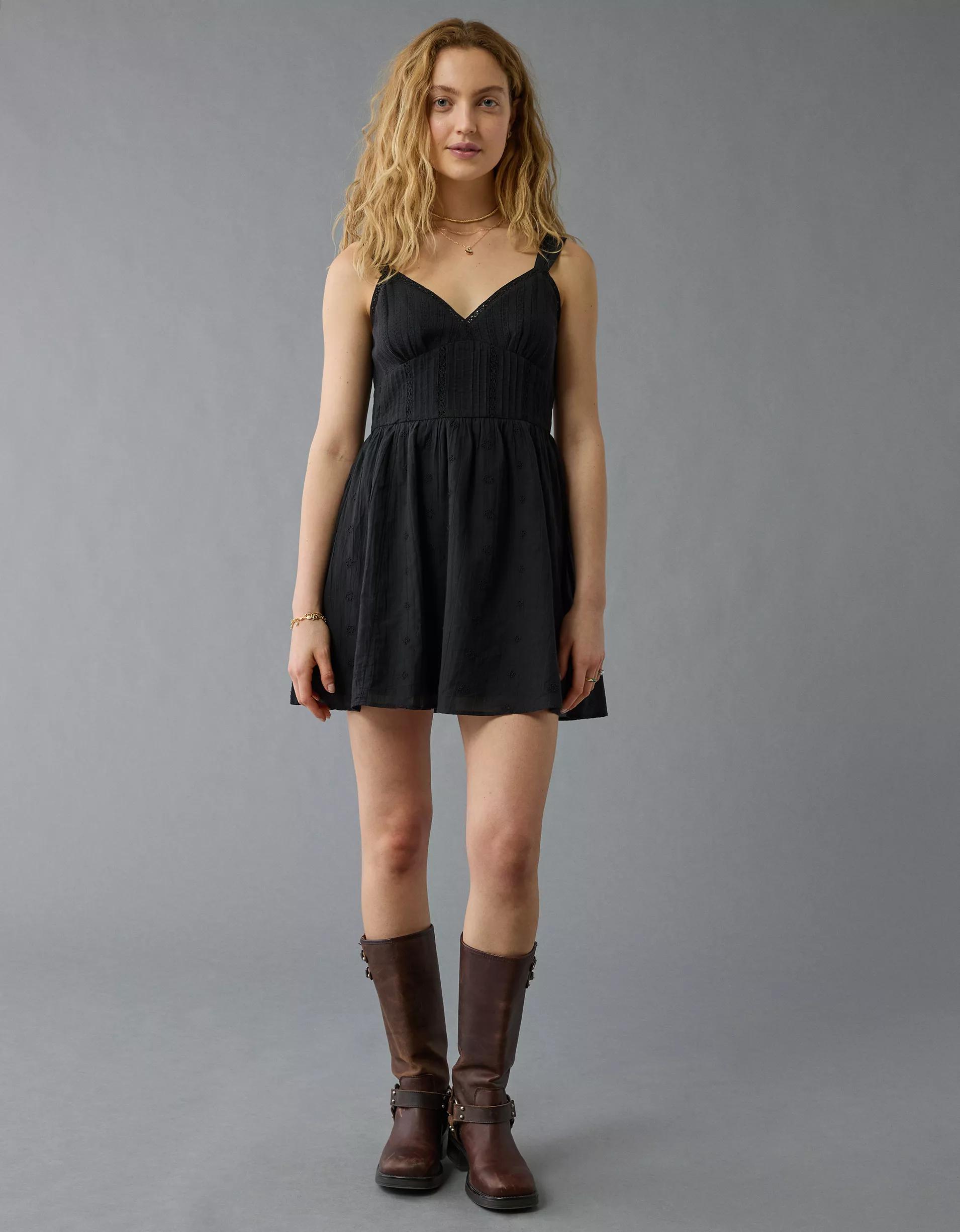 AE V-Neck Eyelet Mini Dress Product Image