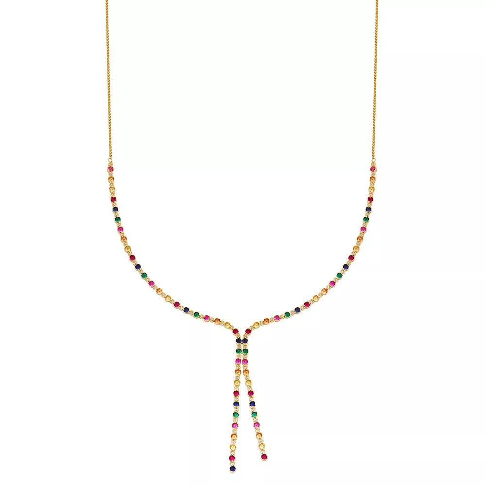 18k Gold Over Silver Gemstone Necklace, Women's, Size: 26", Gold Tone Product Image