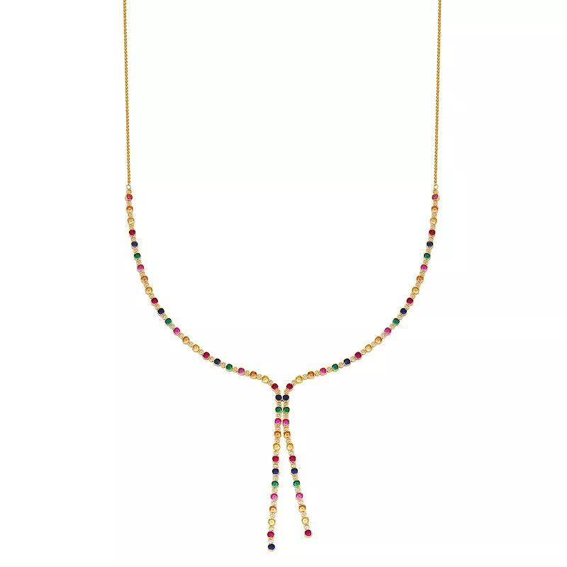 18k Gold Over Silver Gemstone Necklace, Women's, Size: 26", Gold Tone Product Image