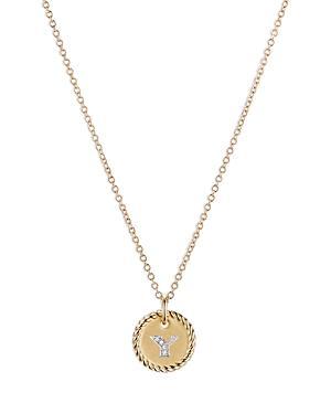 David Yurman Cable Collectibles Initial Pendant with Diamonds in Gold on Chain, 16-18 Product Image