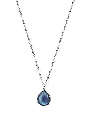 Ippolita Sterling Silver Rock Candy Clear Quartz over Mother of Pearl and Lapis Triplet Teardrop Pendant Necklace, 18 Product Image
