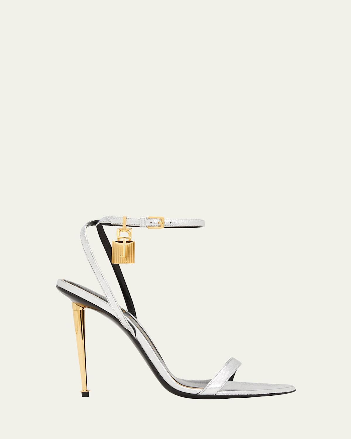 Lock Metallic Stiletto Sandals Product Image