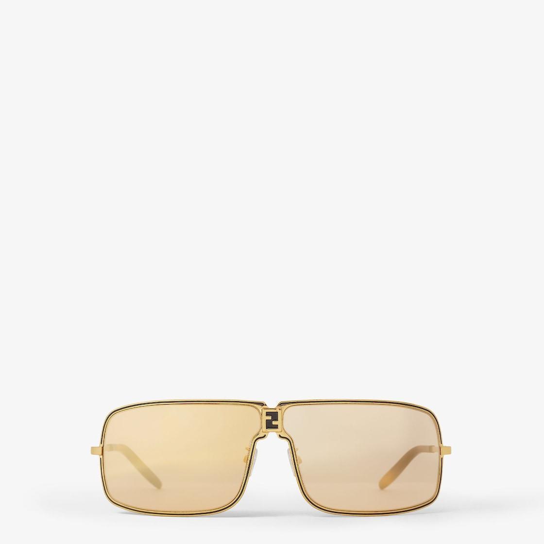 FendinessGold metal sunglasses with orange lenses with gold flash Product Image