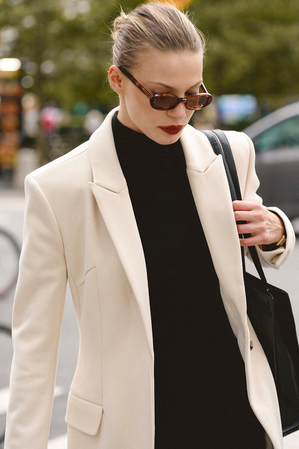Remi Ivory Single Breasted Long Coat Product Image