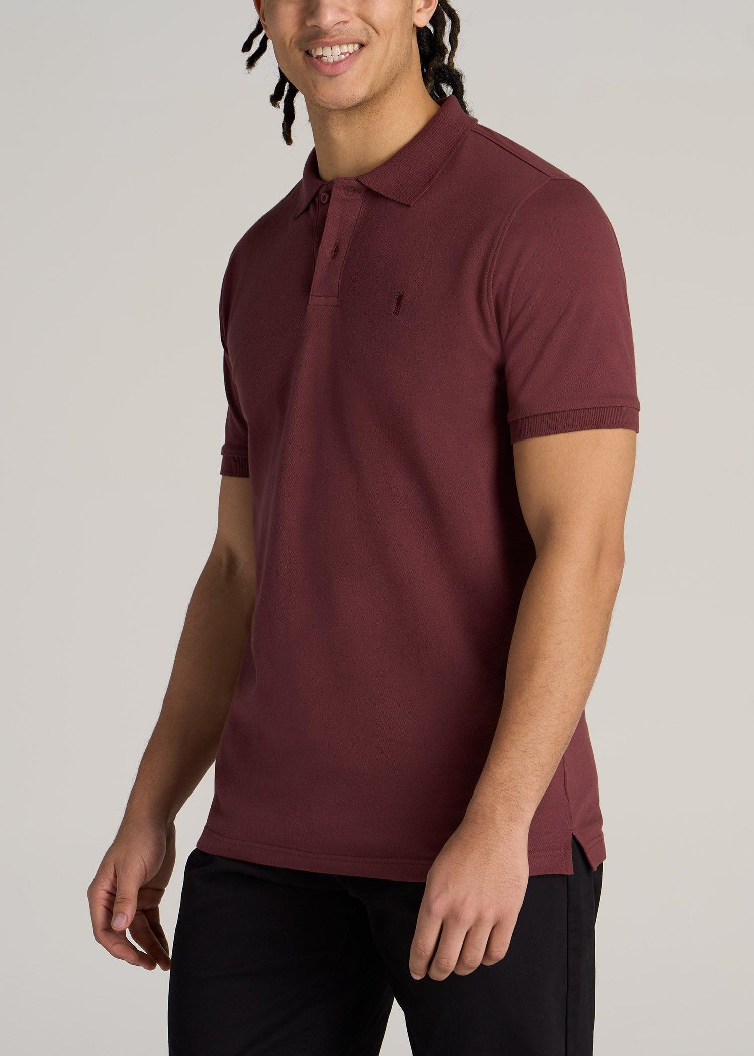 Men's Tall Classic Polo with Embroidered Logo in Cherry Brown Product Image