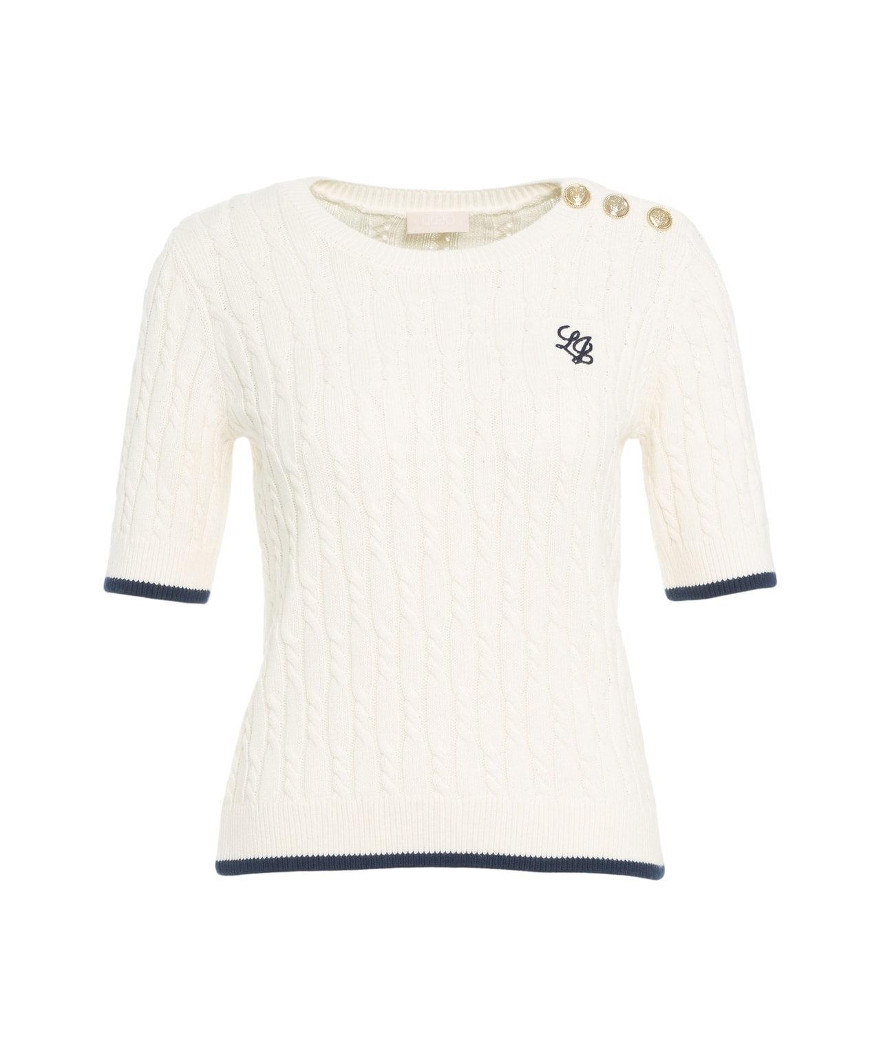 Knit t-shirt with logo embroidery Product Image