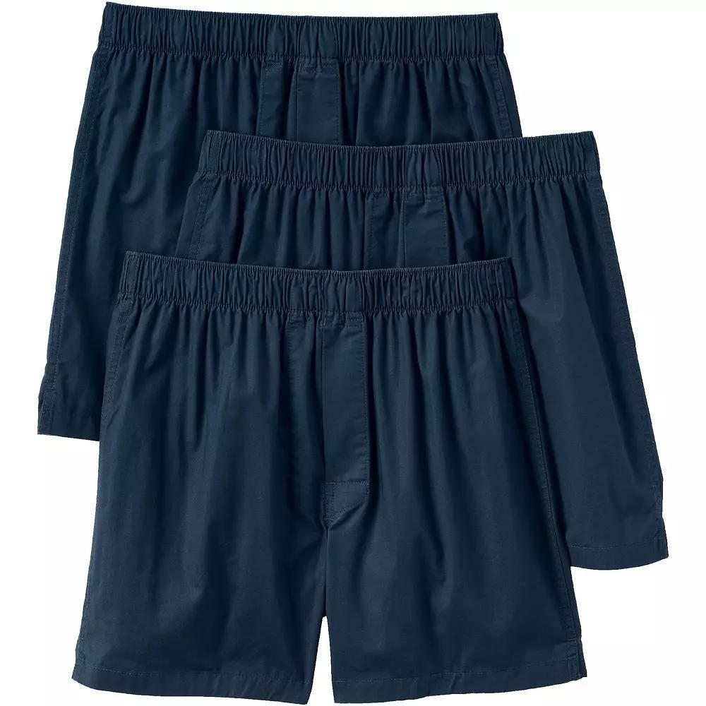 Men's Lands' End 3-Pack Essential Boxers, Size: Large, White Product Image