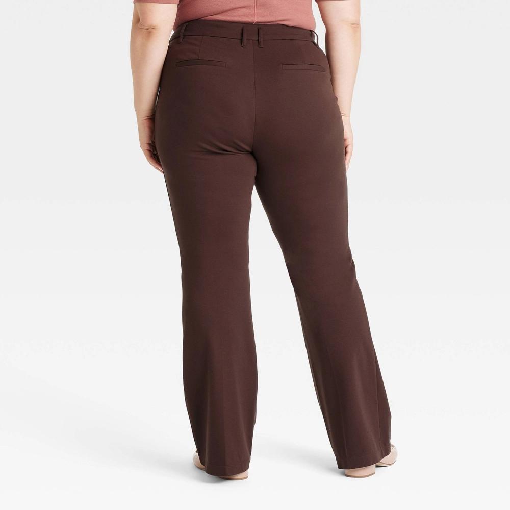 Womens High-Rise Flare Ponte Trousers - A New Day Brown 22 Product Image