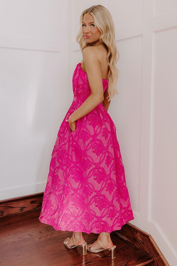 Night At The Gala Jacquard Midi in Hot Pink Product Image