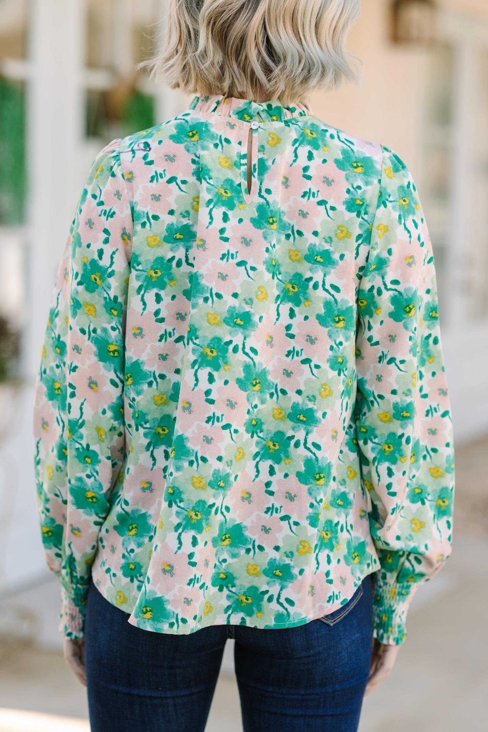 Can't Change Green Floral Blouse Female Product Image