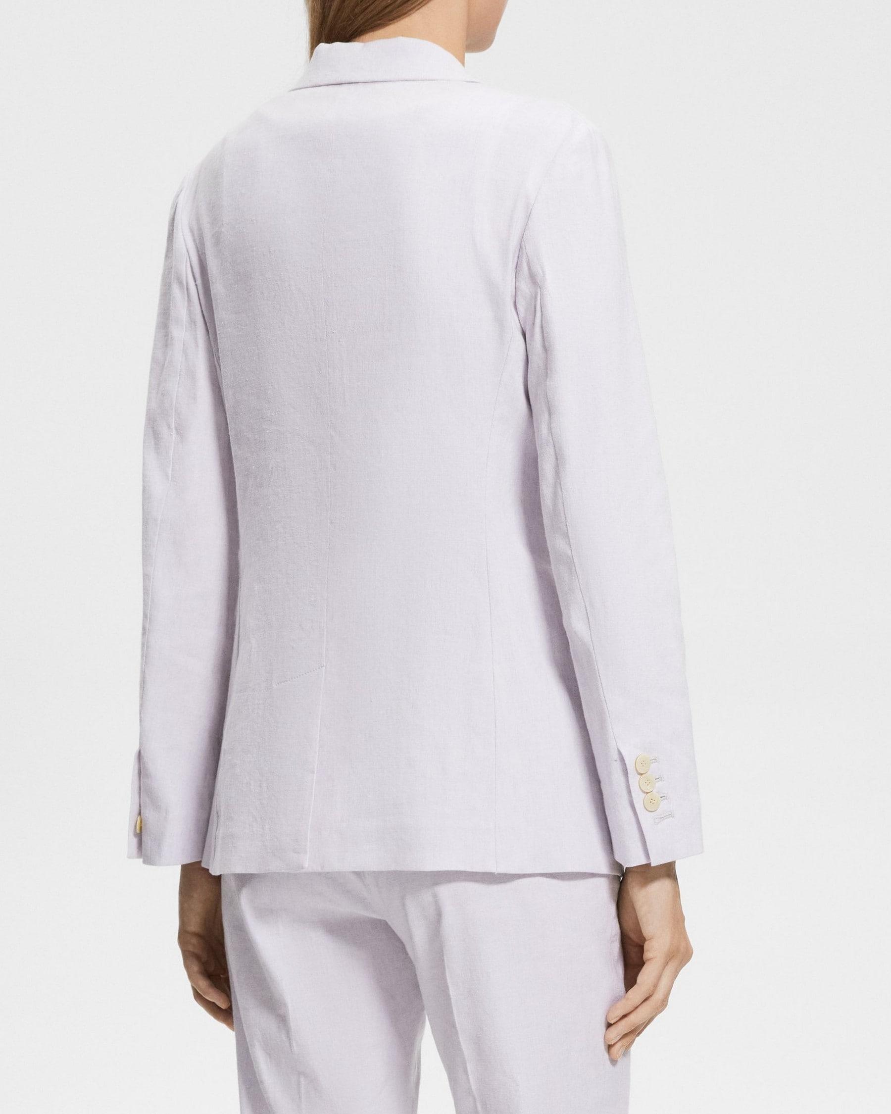 Double-Breasted Blazer in Stretch Linen Product Image