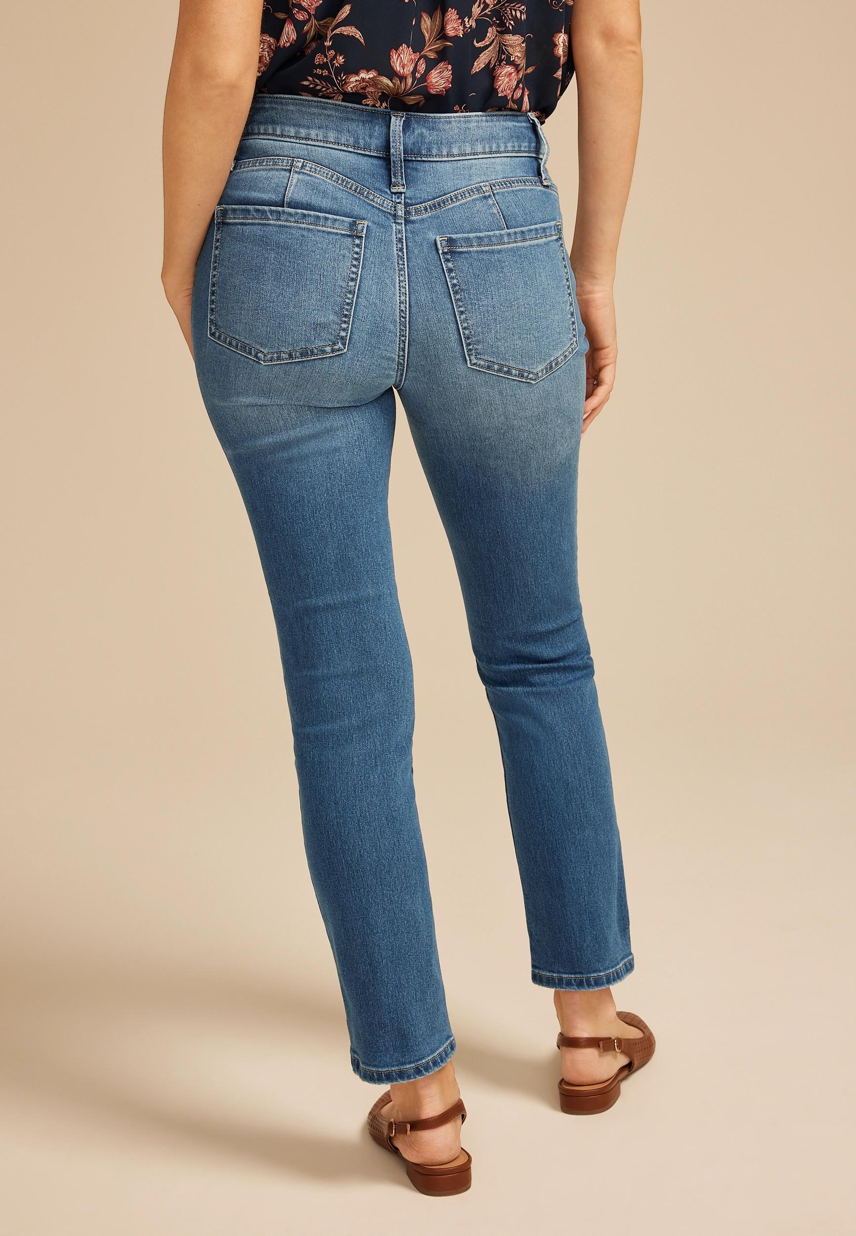 Everflex™ High Rise Back Seamed Slim Straight Jean  Product Image