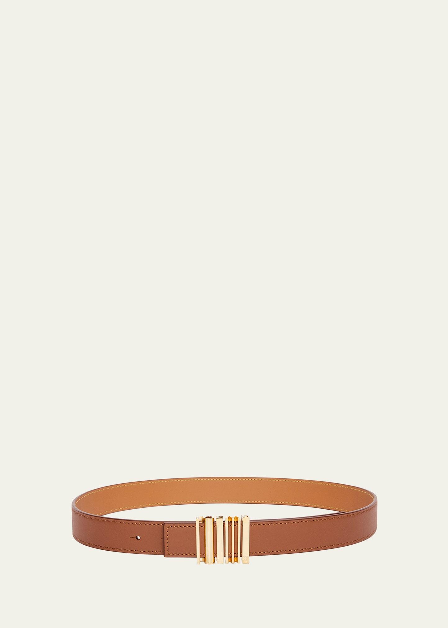 Graphic Buckle Leather Belt Product Image