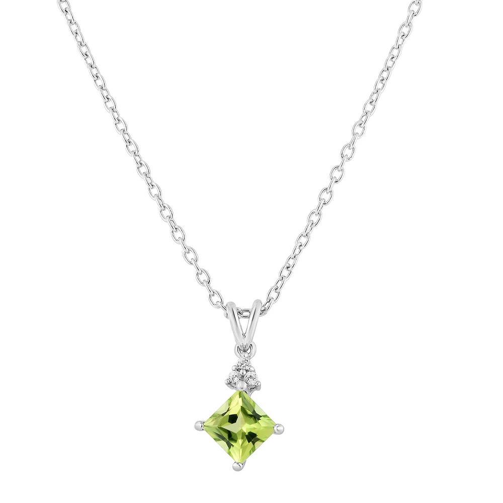 Sterling Silver Peridot & White Topaz Pendant, Women's, Size: 18" Product Image