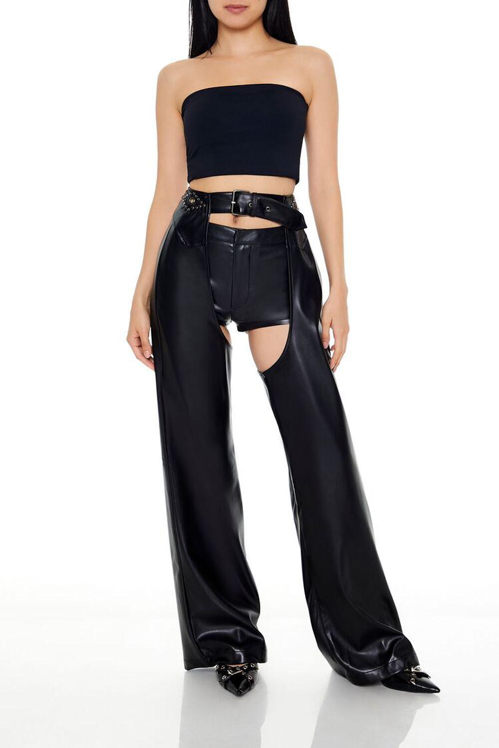 Faux Leather Cutout Flare Pants | Forever 21 Product Image