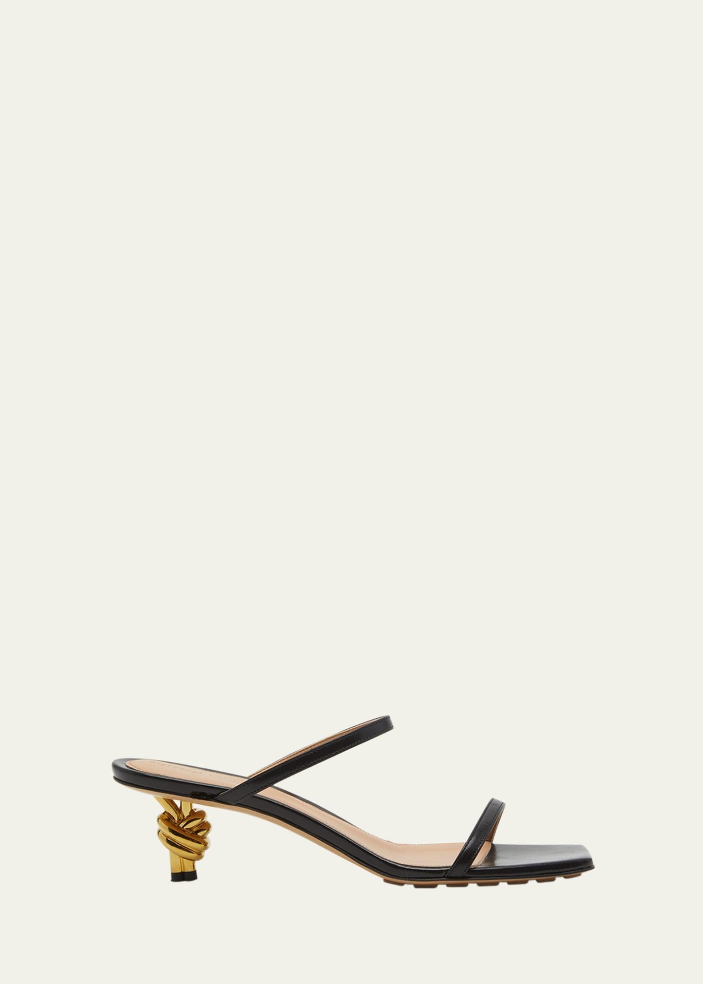 Leather Two-Band Knot Slide Sandals Product Image