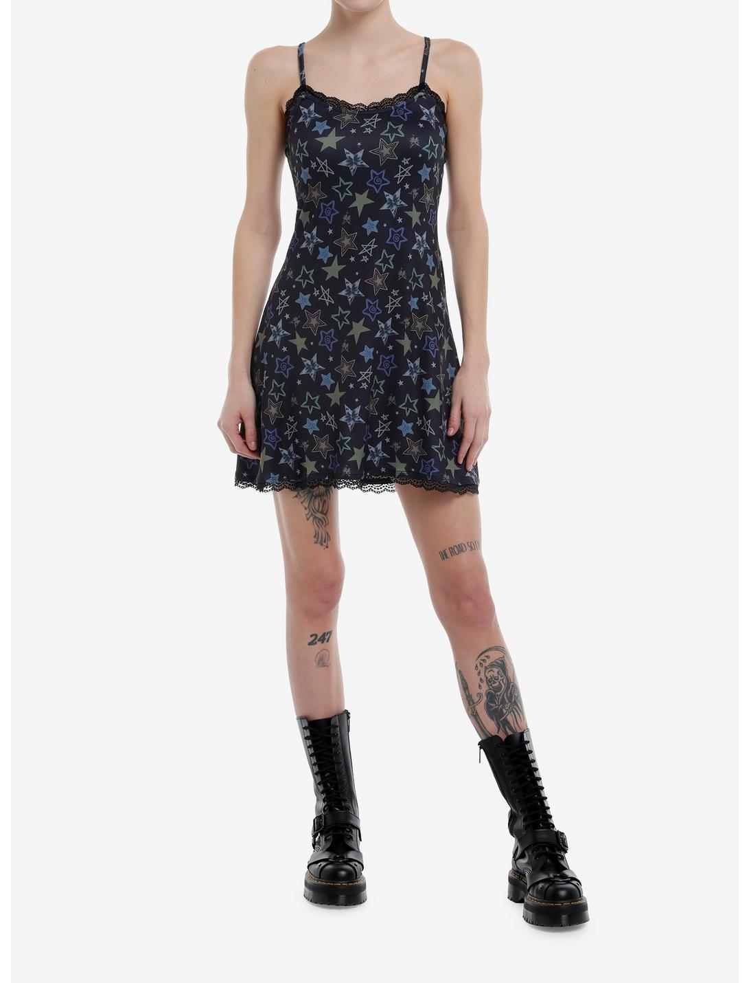 Social Collision Multicolored Stars Cami Mini Dress Product Image