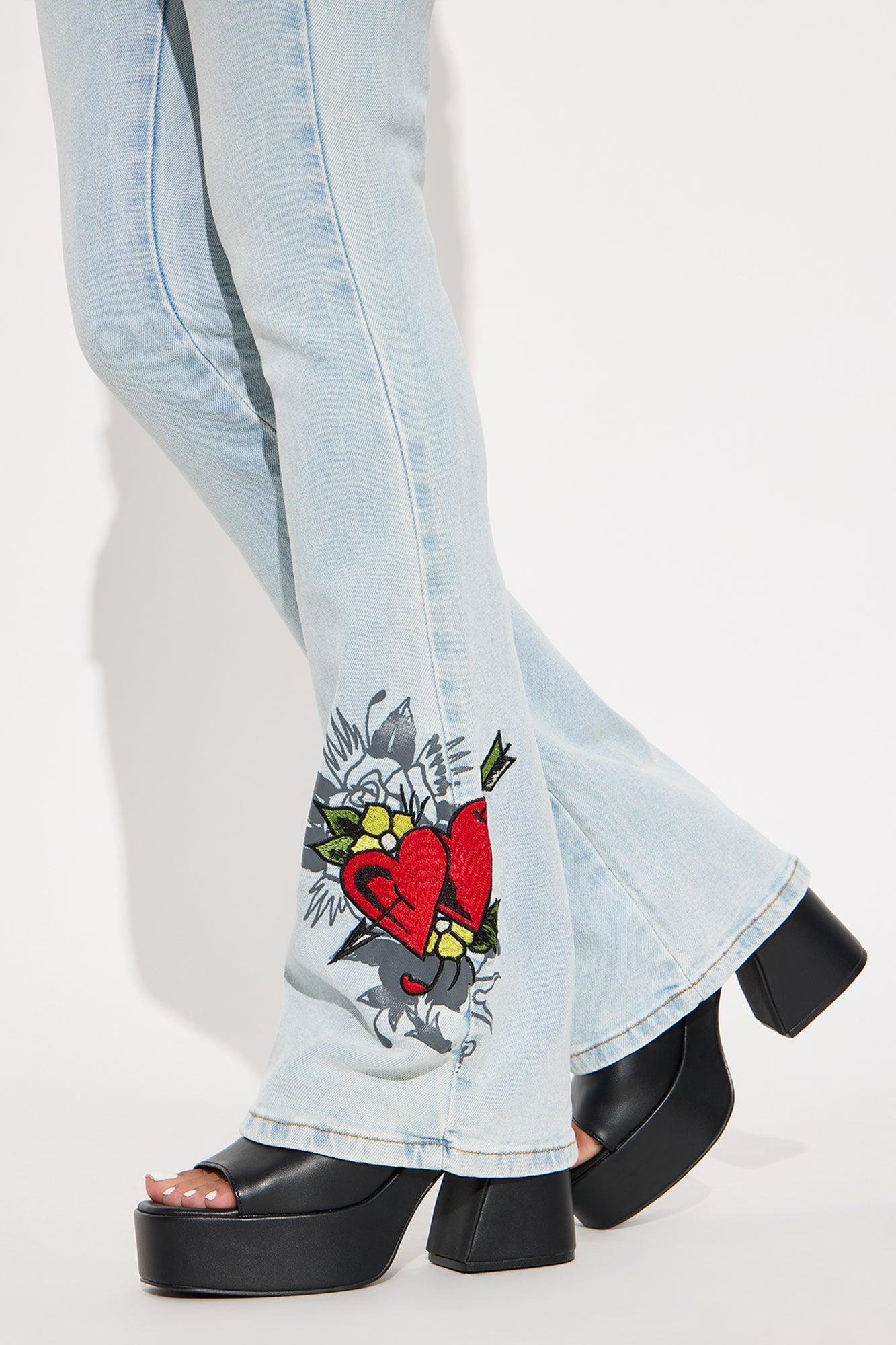Ed Hardy Hearts Bootcut Jeans - Light Wash Product Image