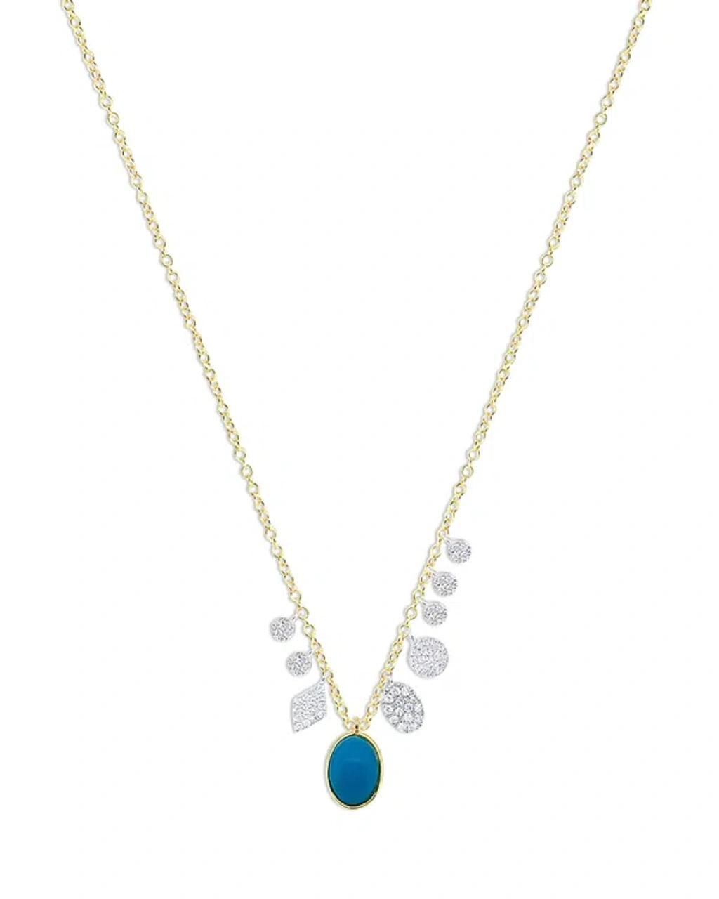 MEIRA T 14k White & Yellow Gold Turquoise & Diamond Dangle Pendant Necklace, 18-20 In Blue/two-tone Product Image