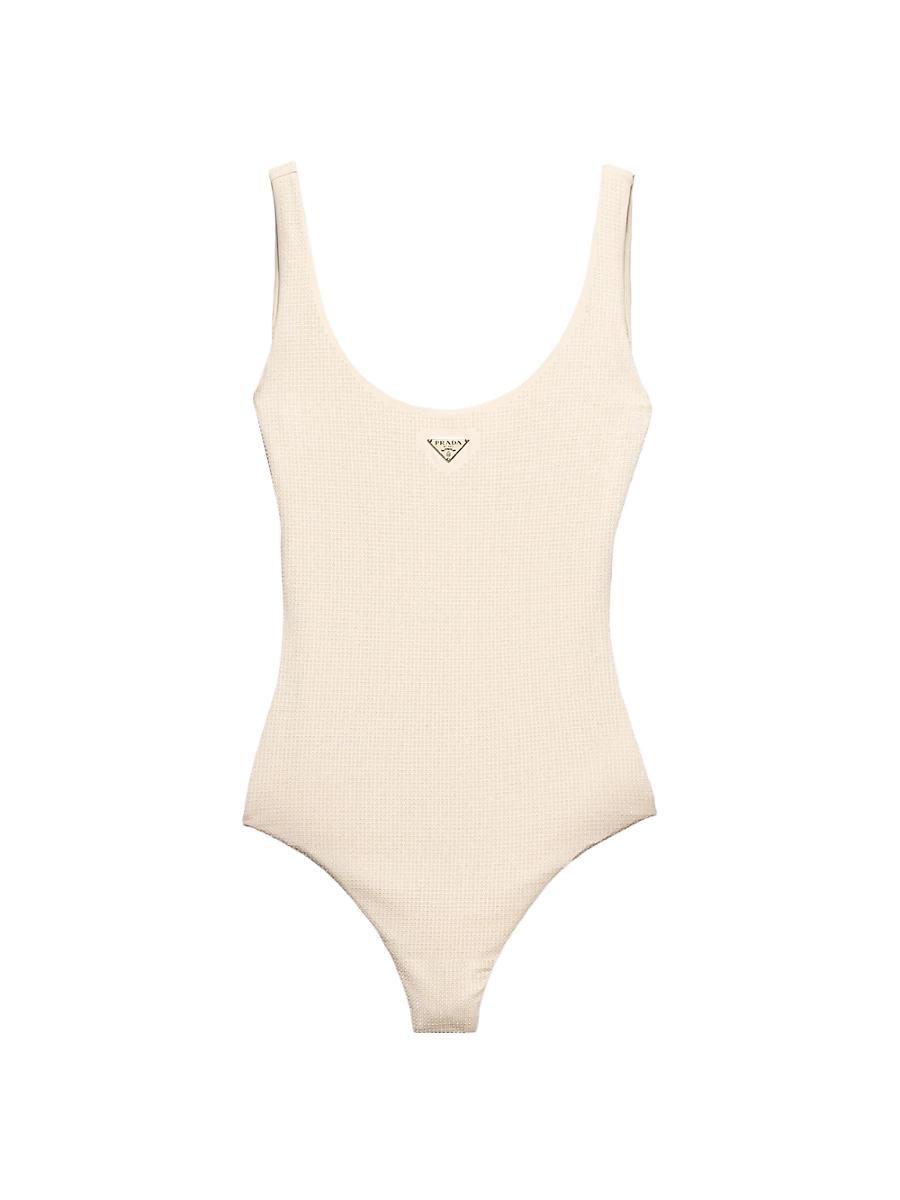 Womens Jersey One-Piece Swimsuit with Rhinestones Product Image