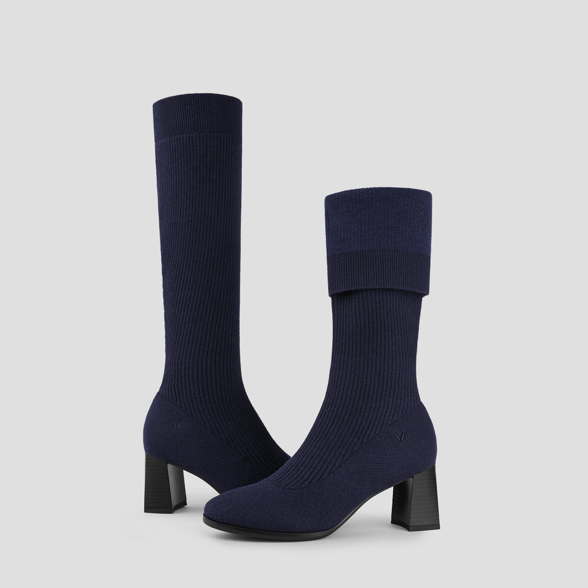 Round-Toe Water-Repellent Wool Knee High Boots (Tessa） Product Image