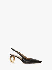 CHAIN HEEL LEATHER SLINGBACK SANDALS in black | JW Anderson US  Product Image