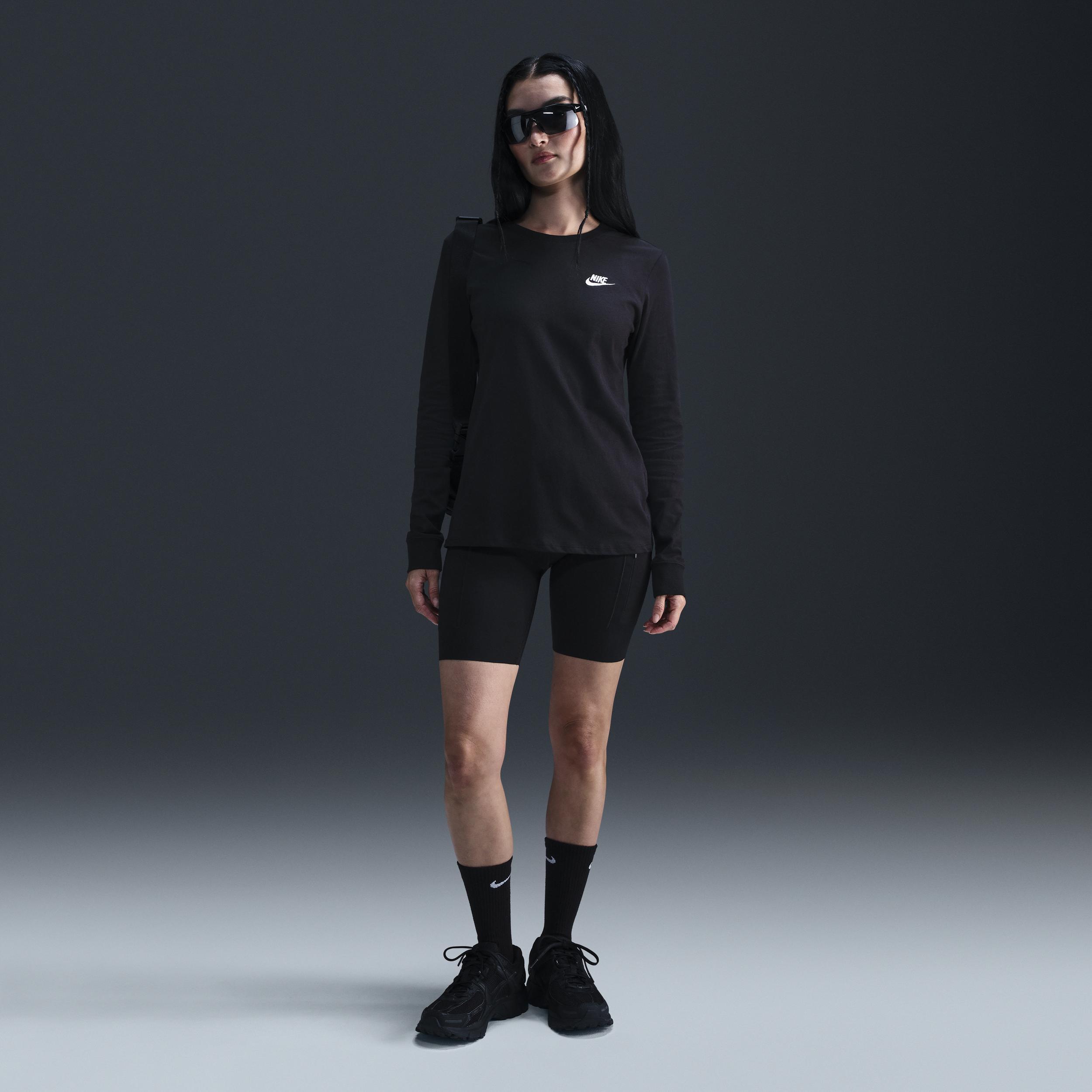 Women's Nike Sportswear Club Long Sleeve T-Shirt, Size: Small, Black Product Image