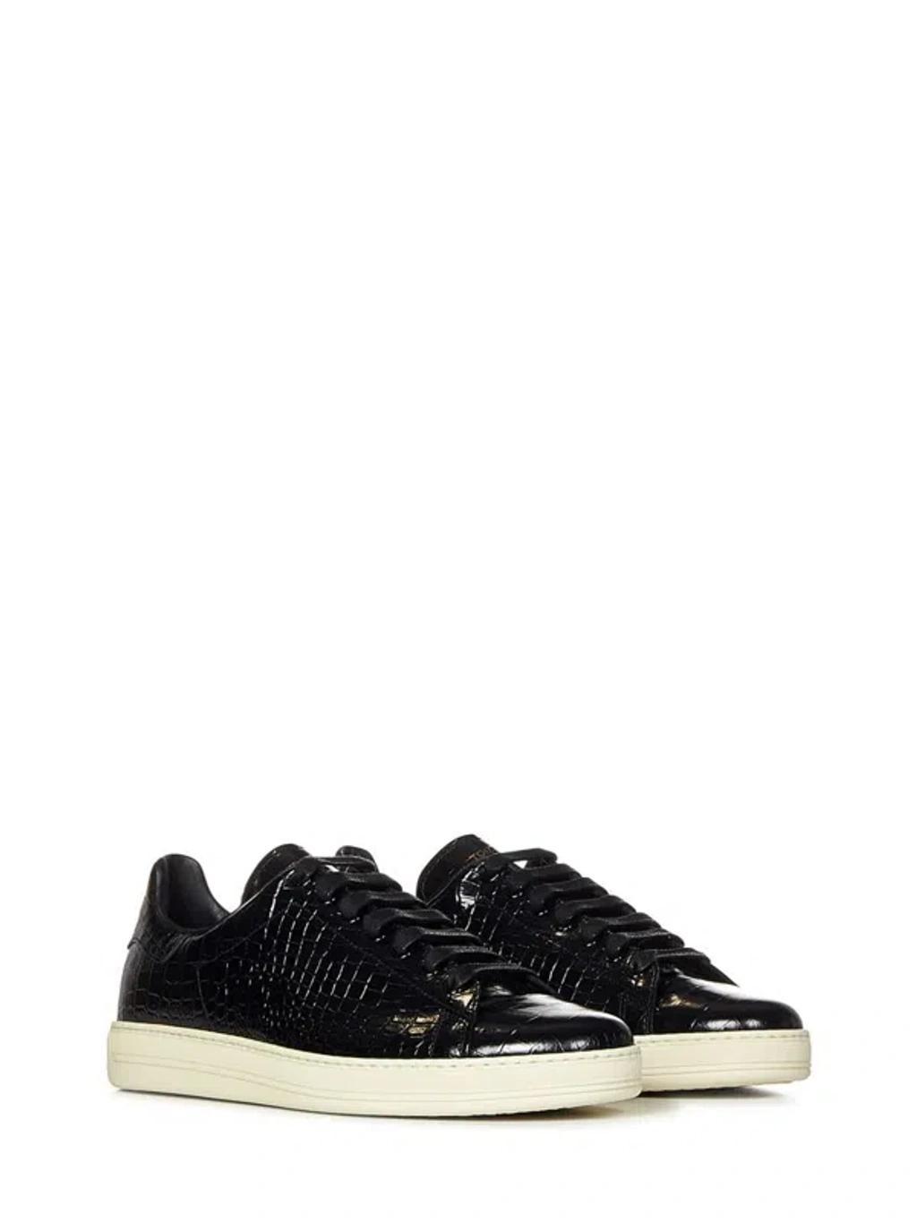 TOM FORD Warwick Printed Croc Sneakers In Black Product Image