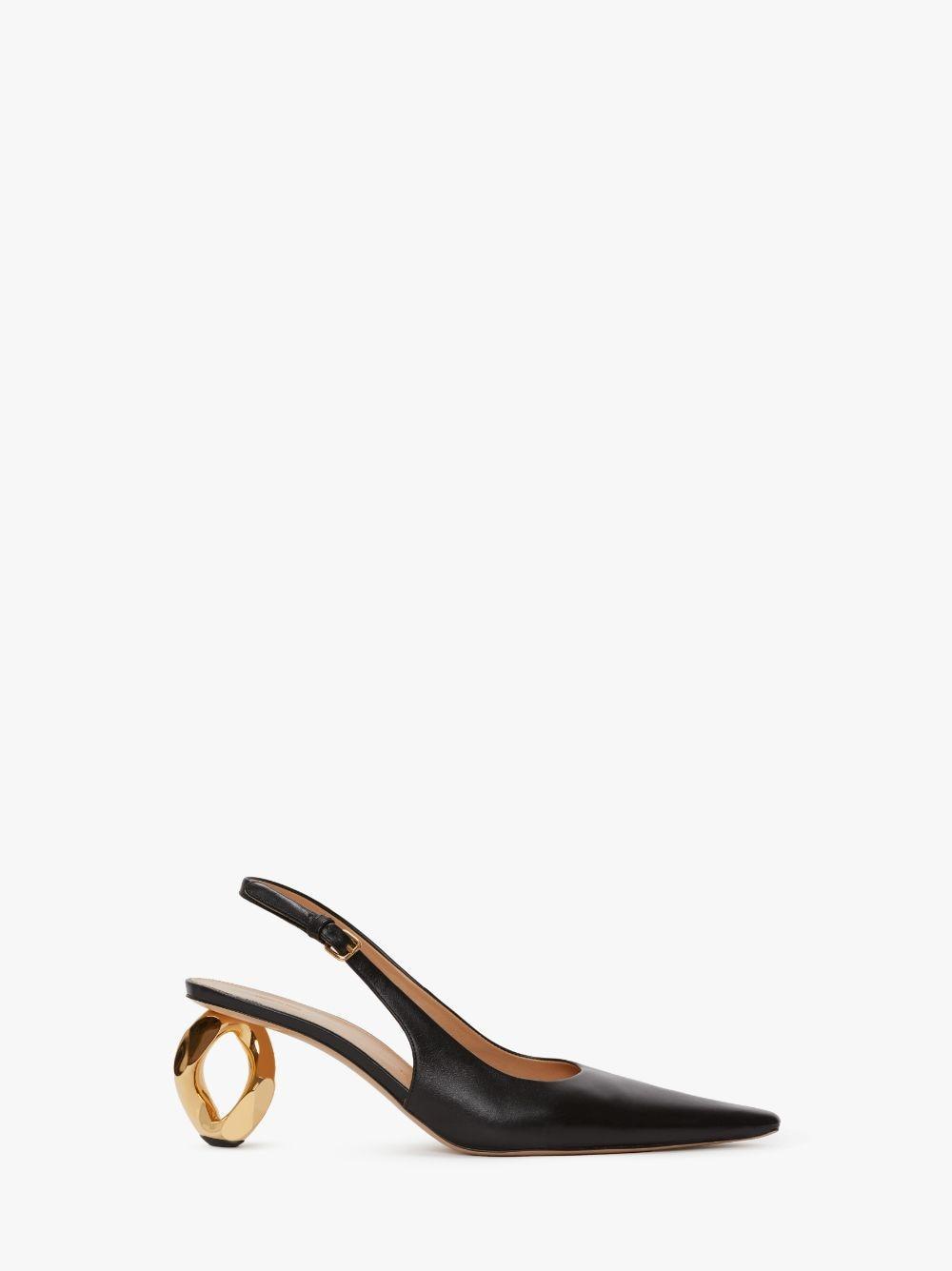 CHAIN HEEL LEATHER SLINGBACK SANDALS in black | JW Anderson US  Product Image