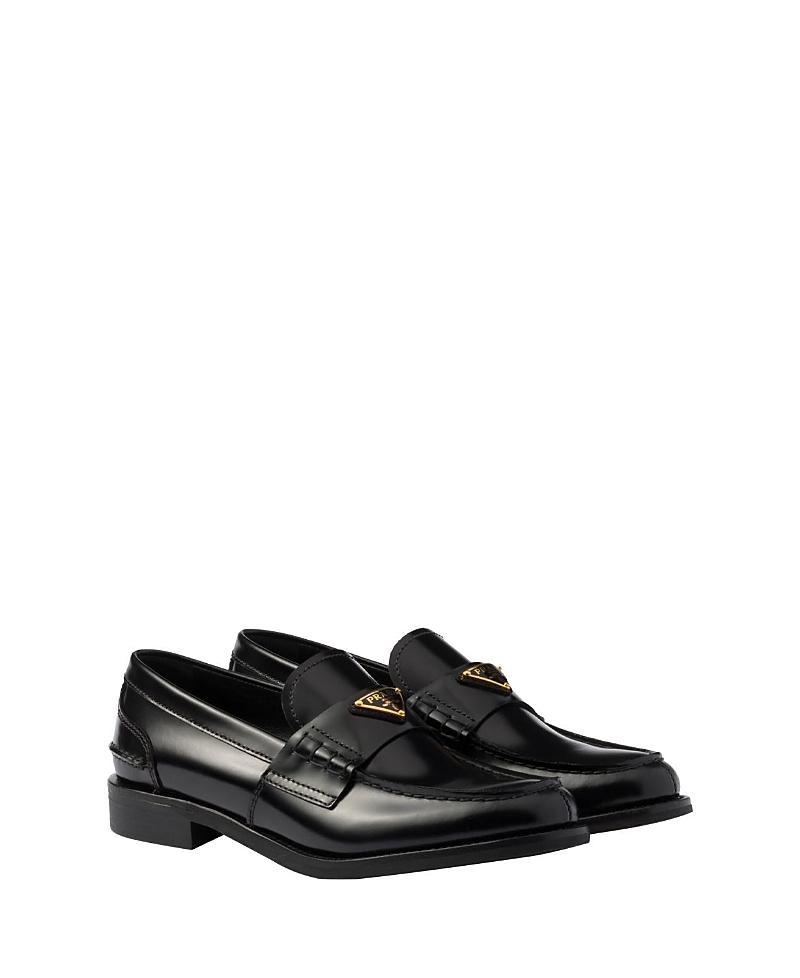 Prada Womens Brushed Leather Loafers Product Image
