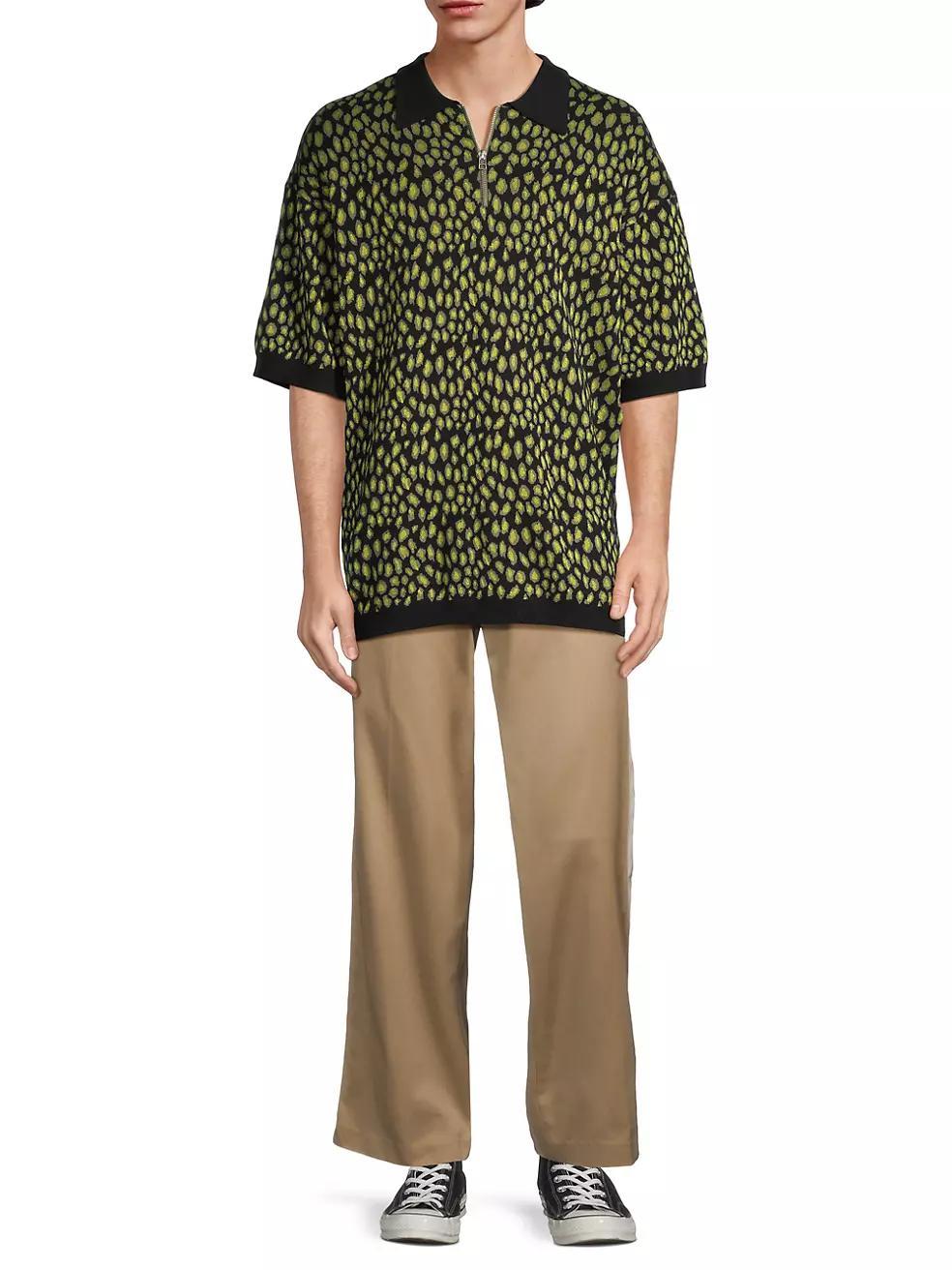 Leopard Jacquard Polo Shirt Product Image
