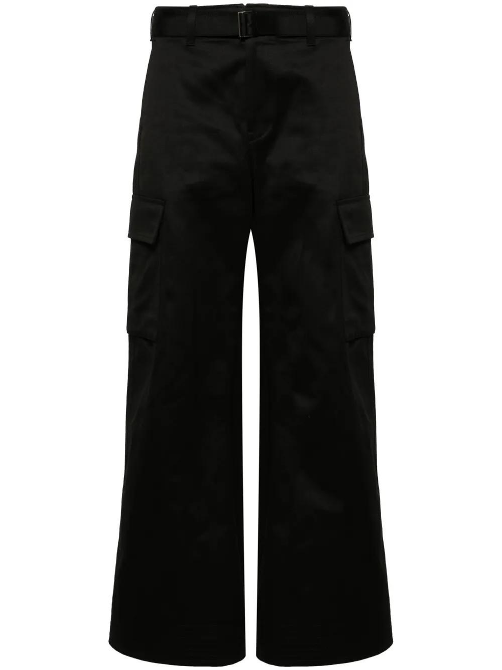 SACAI Belted Wide-leg Cargo Trousers In Blue Product Image