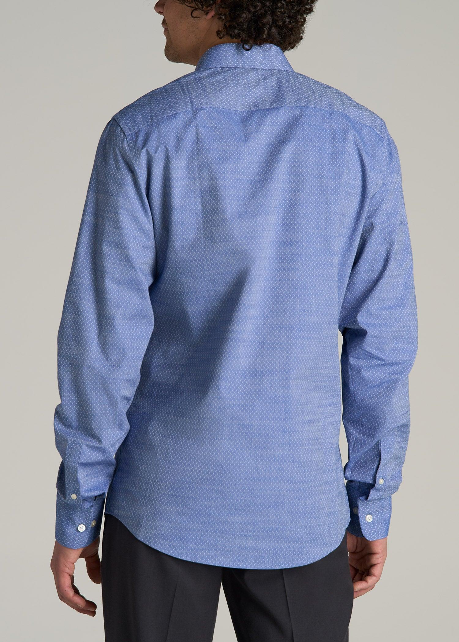 Premium Dress Shirt for Tall Men in Medium Blue Diagonal Product Image