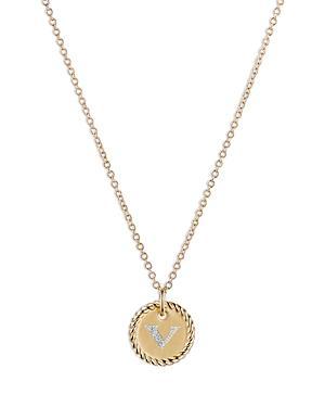 David Yurman Cable Collectibles Initial Pendant with Diamonds in Gold on Chain, 16-18 Product Image