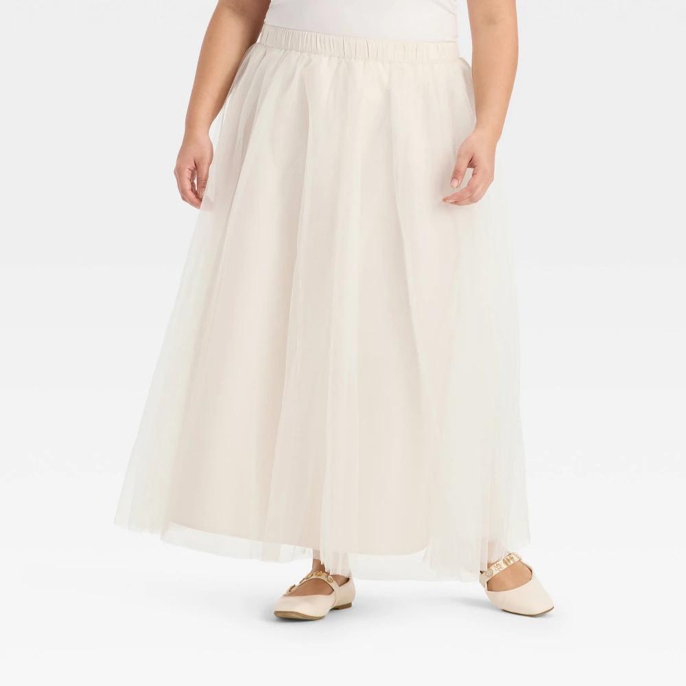 Womens Tulle A-Line Skirt - A New Day Cream Product Image
